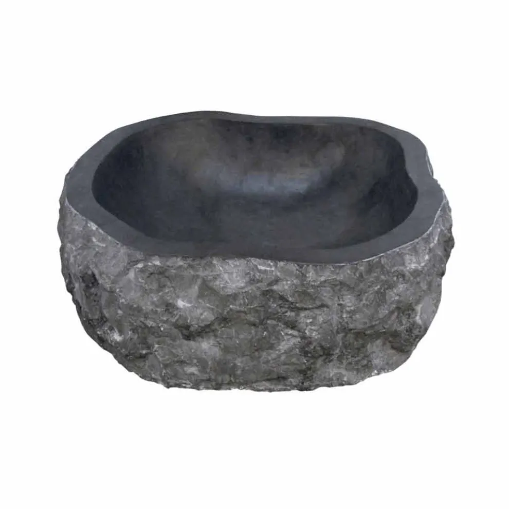 Waschbecken Aufsatzwaschbecken schwarz aus Marmor Unikat Mumbai Design