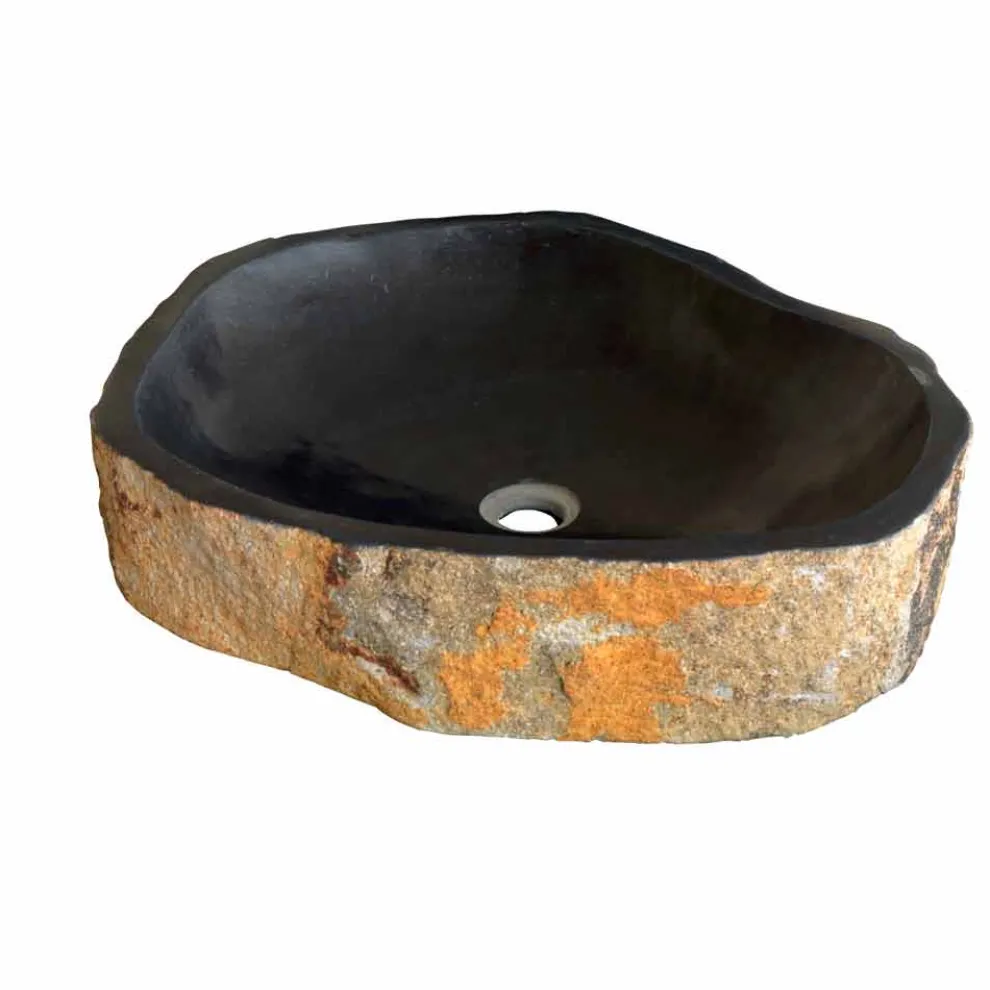 Waschbecken Aufsatzwaschbecken Unikat aus Basalt Hassan  Design