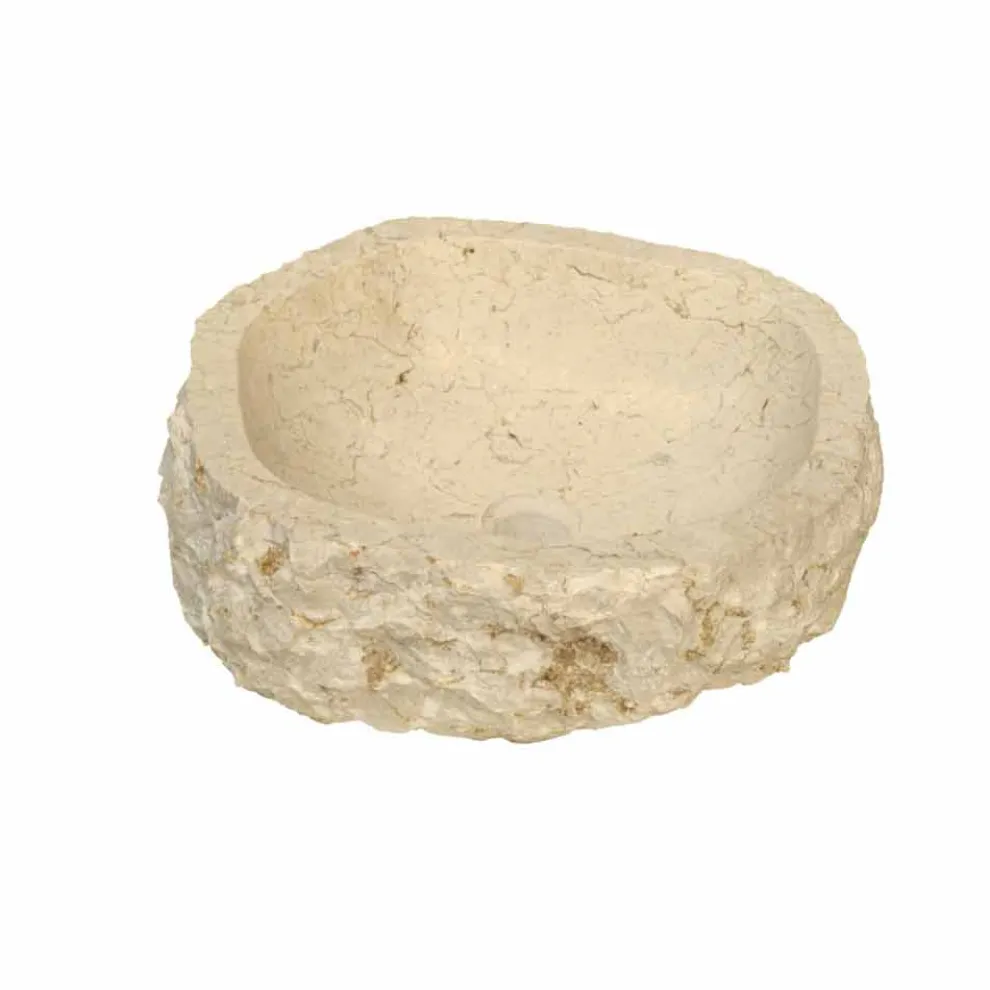 Waschbecken Aufsatzwaschbecken beige aus Marmor Mumbai Design