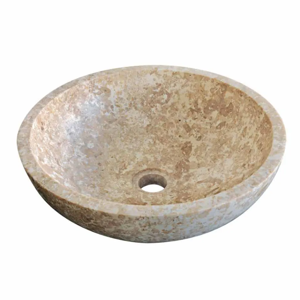 Waschbecken Aufsatzwaschbecken rund aus Naturstein Kari  Design
