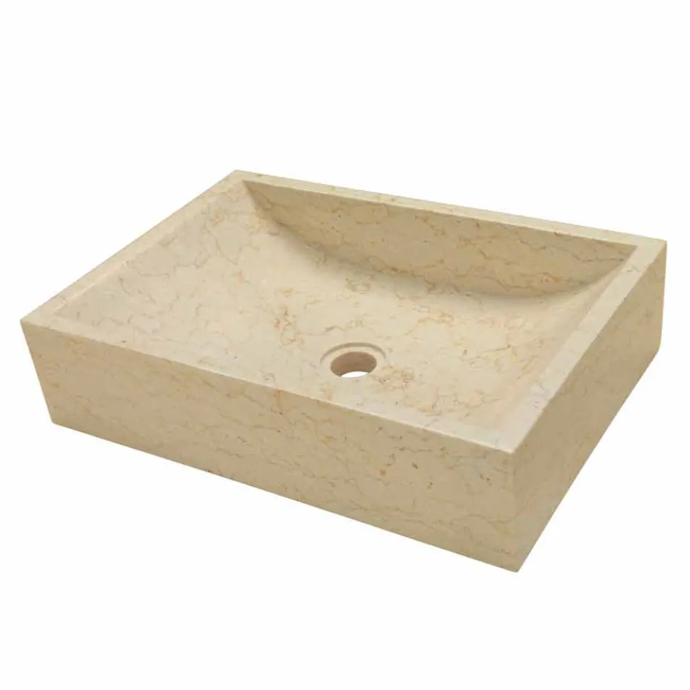 Waschbecken Aufsatzwaschbecken beige aus Naturstein Giacarta Design