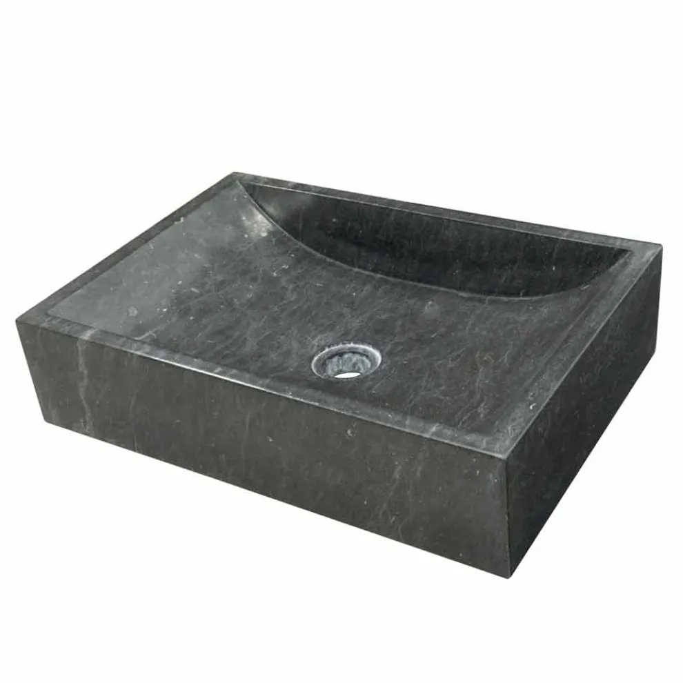 Waschbecken Aufsatzwaschbecken schwarz aus Naturstein Giacarta Design