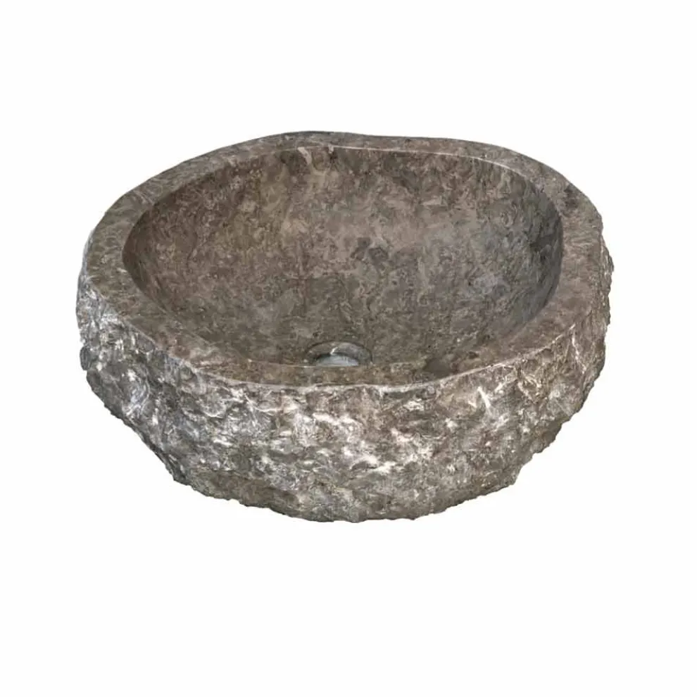 Waschbecken Aufsatzwaschbecken aus grau melierten Marmor Mumbai Design