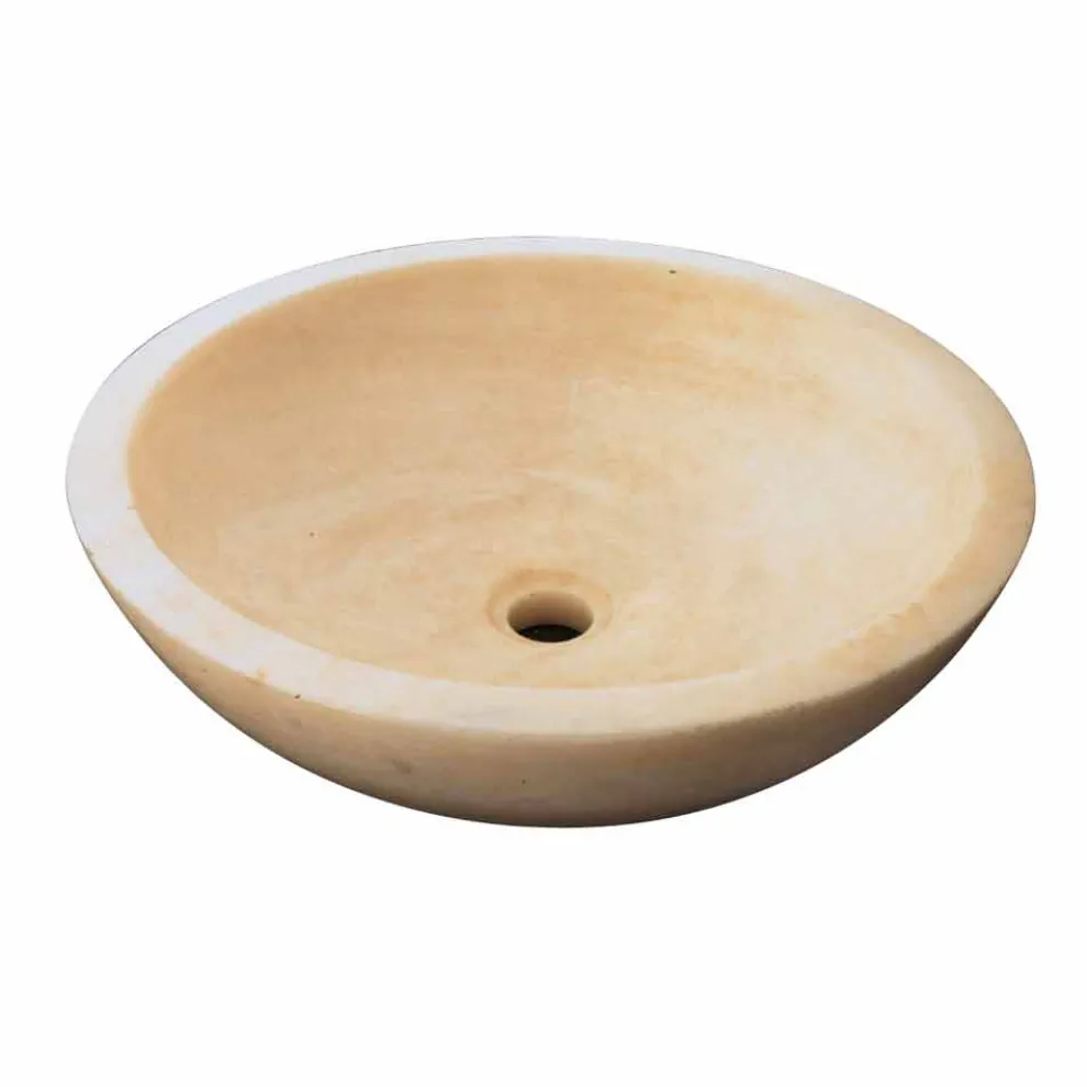 Waschbecken Aufsatzwaschbecken rund beige aus Onyx Nusa Design