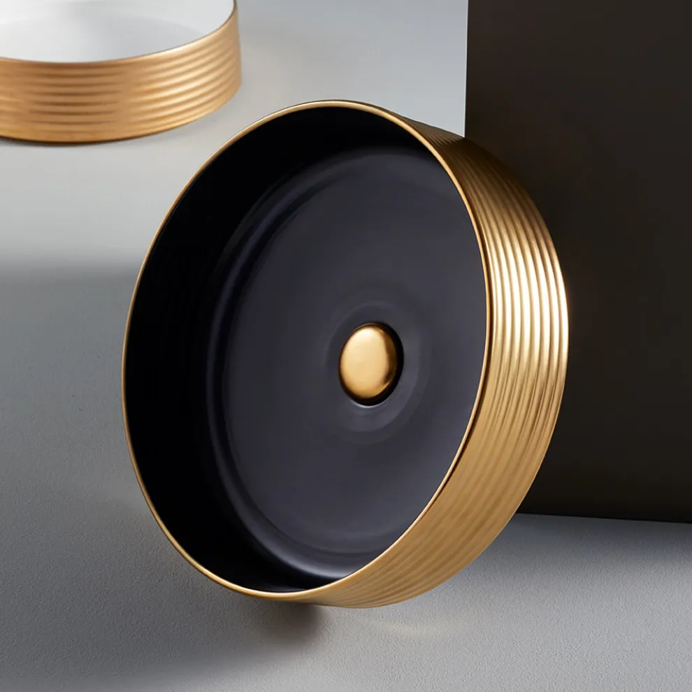 Waschbecken aus handgedrehtem Feinsteinzeug, hergestellt in Italien – Darts