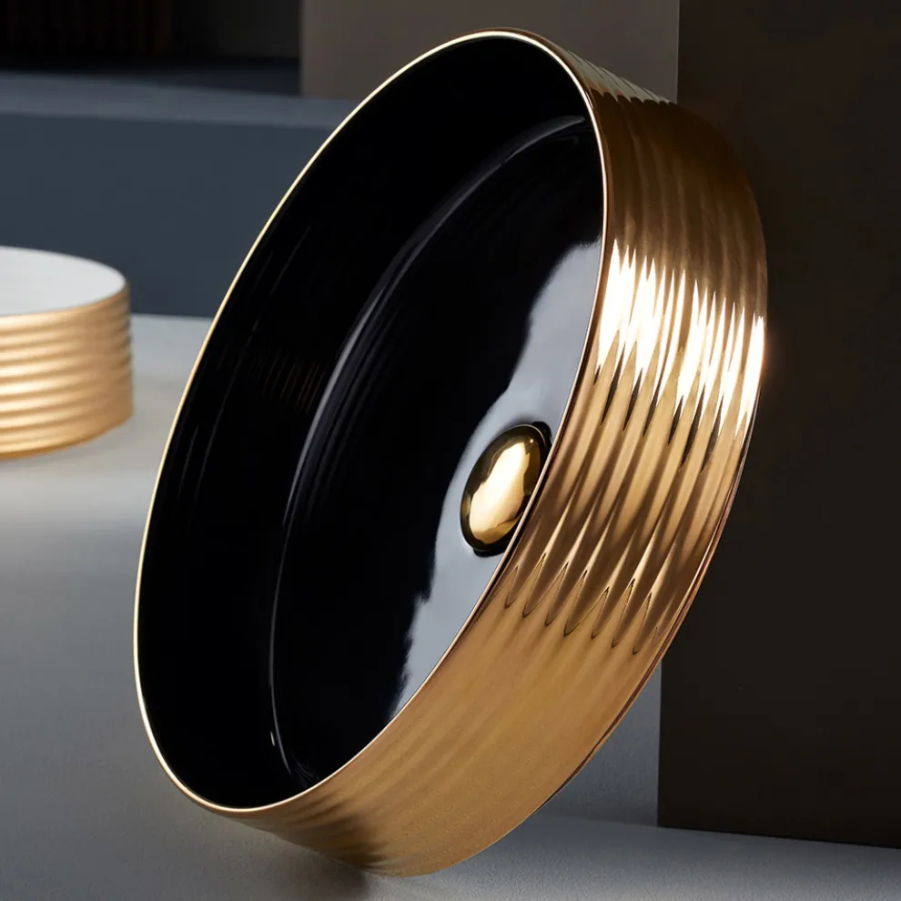 Waschbecken aus handgedrehtem Feinsteinzeug, hergestellt in Italien – Darts