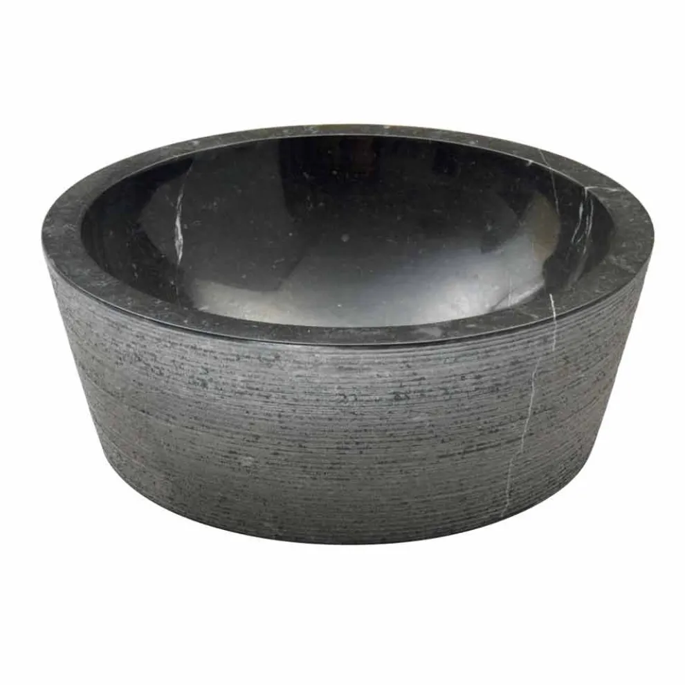 Waschbecken Standwaschbecken Zylinder aus schwarzen Marmor Ampat Design