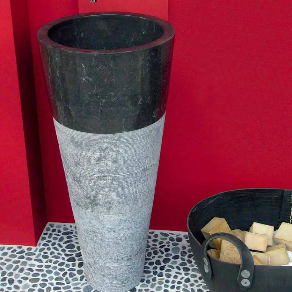 Waschbecken Standwaschbecken kegelförmig aus Naturstein Raja Design