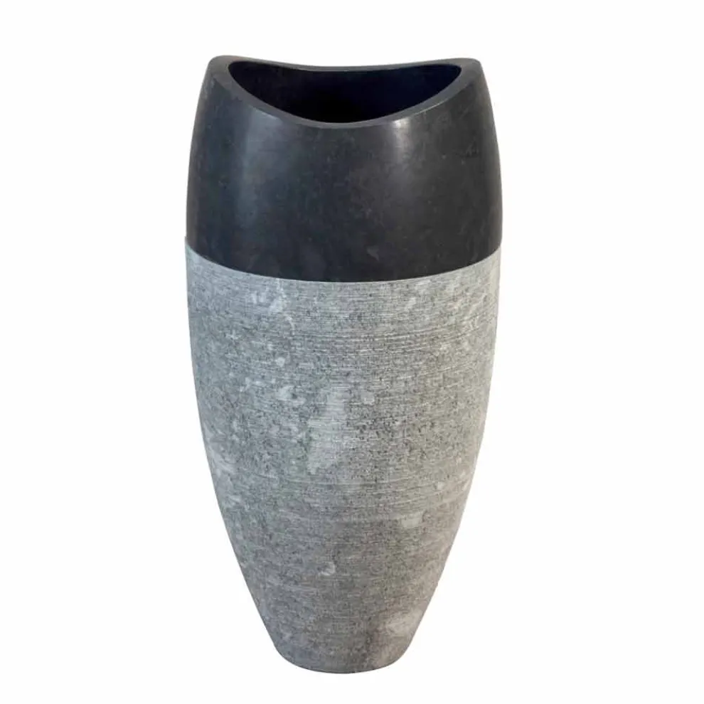 Waschbecken Stanwaschebcken Sockel aus schwarz grauen Naturstein Gili Design