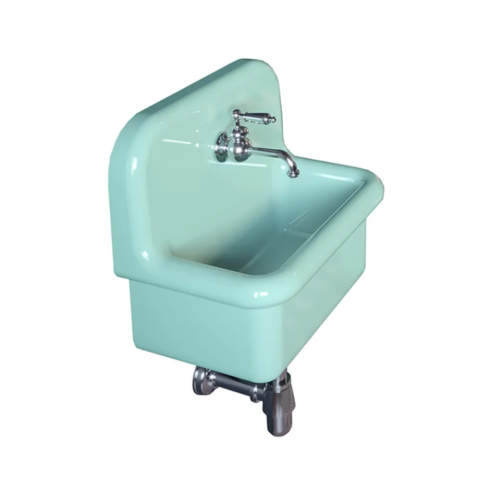Waschbecken zur Einrichtung des Badezimmers aus wassergrüner einfarbiger Keramik – Jasmin