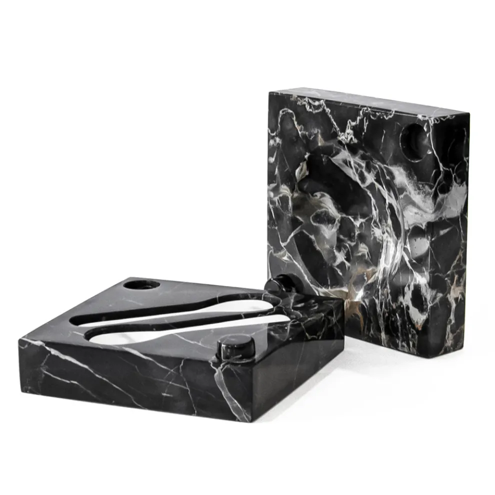 Kaviardose mit Löffeln aus Carrara-Marmor Portoro - Jerry