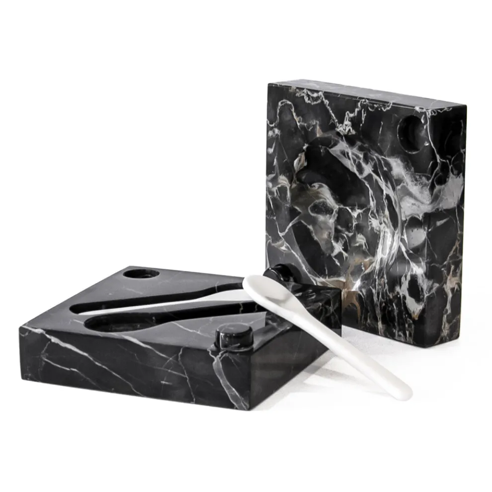 Kaviardose mit Löffeln aus Carrara-Marmor Portoro - Jerry