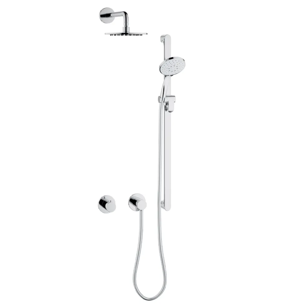 2-Wege-Duschgruppe mit Rosette und runder oder quadratischer Gleitstange - Kristio