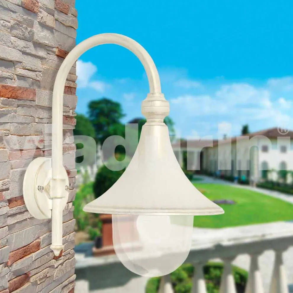 Weiße Aluminiumlaterne der Gartenwand, hergestellt in Italien, Anusca