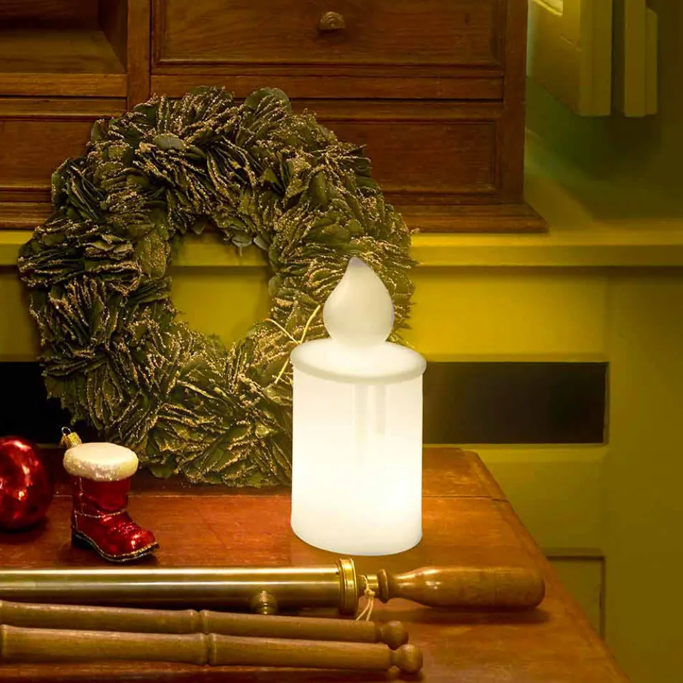 Weiße LED Tischlampe Luminous Candle Design von Slide - Flame