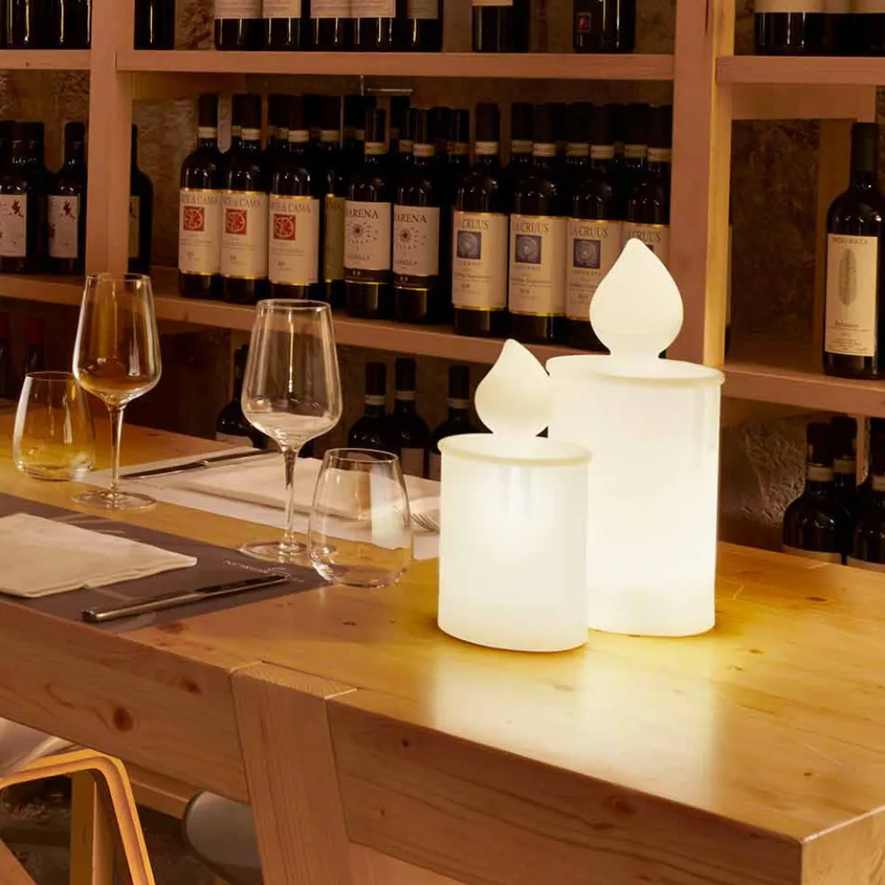 Weiße LED Tischlampe Luminous Candle Design von Slide - Flame