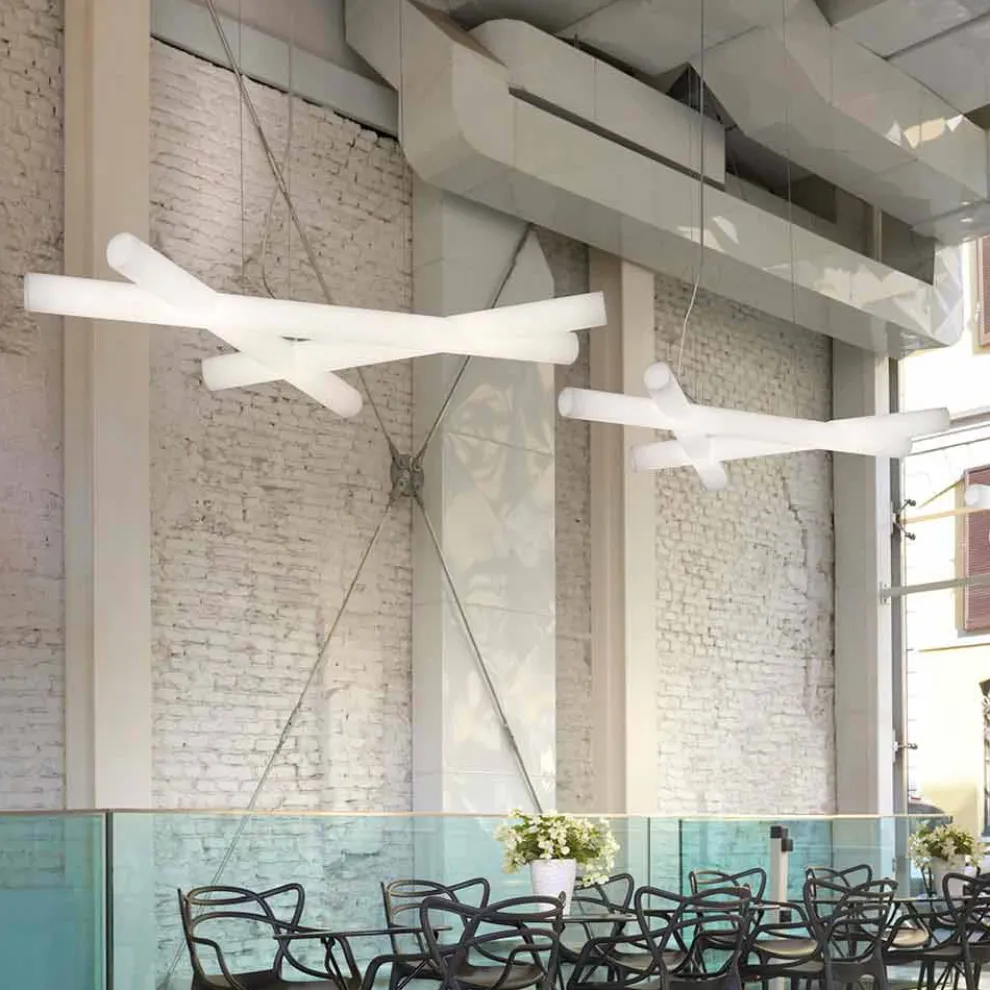 Weiße Polyethylen Pendelleuchte Slide Mesh, hergestellt in Italien