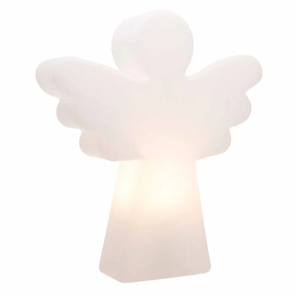 Weiße Stehleuchte E27, LED oder Solar Design mit Modern Angel - Angelostar