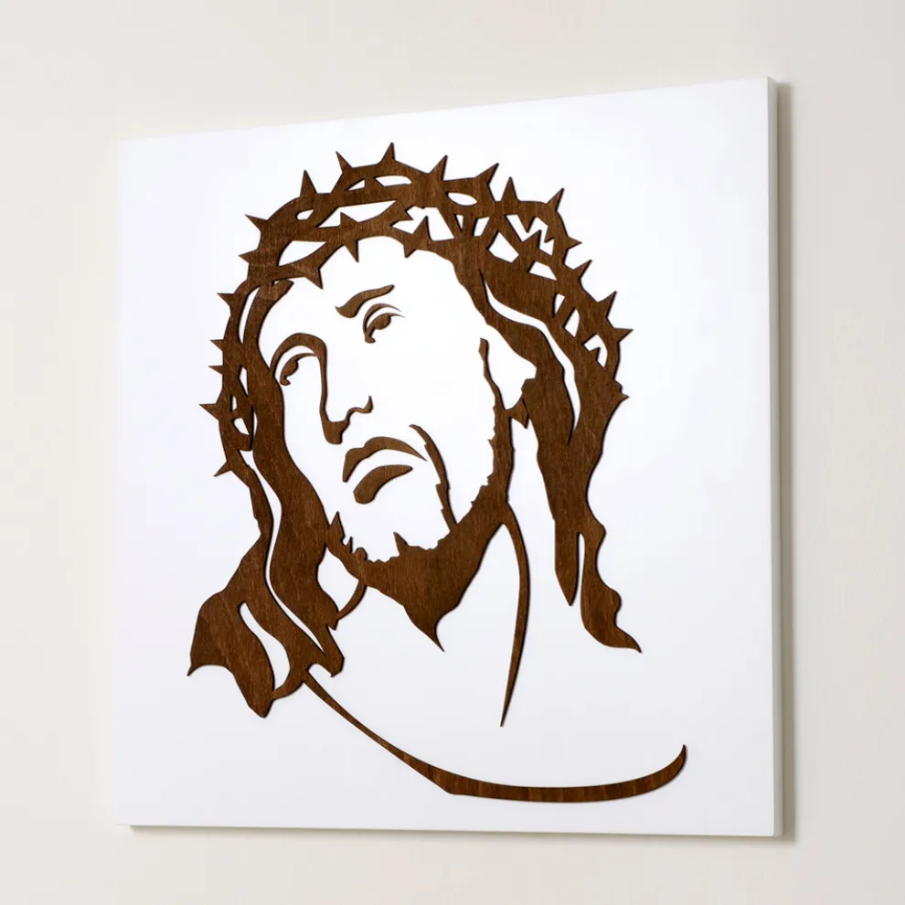 Weiße Tafel mit der Darstellung des Antlitzes Christi, hergestellt in Italien – Akari