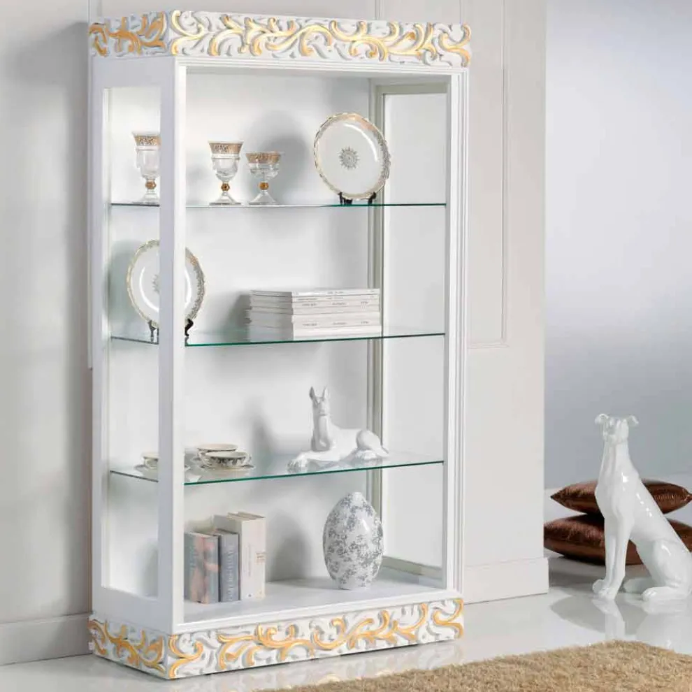 Weiße Vitrine Highboard mit 3 Glasflächen Kush