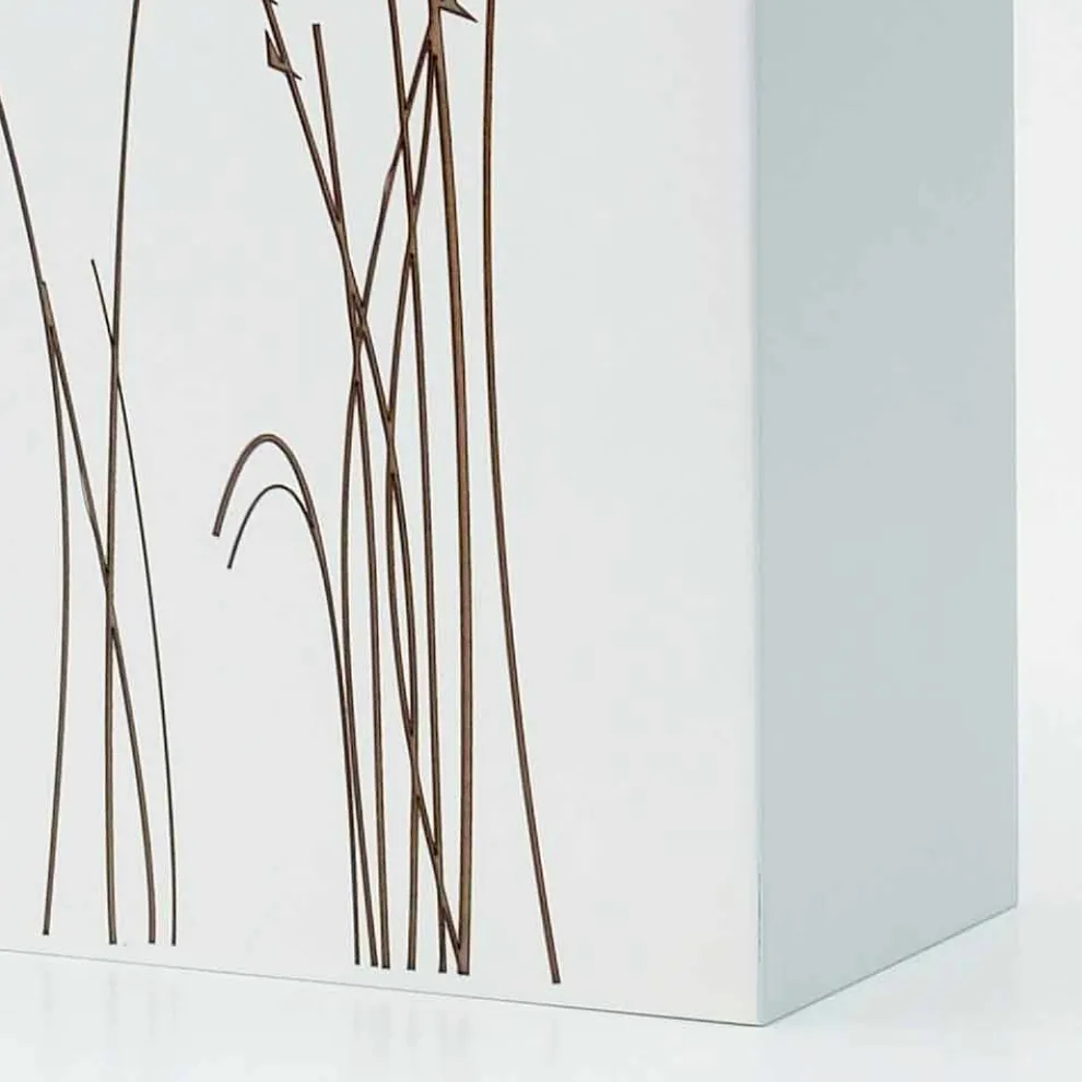 Weißer Schirmständer aus verziertem Holz Modernes Design Rechteckig - Filigran