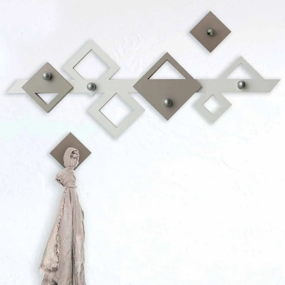 Weißer und beiger hölzerner Wandhalter Modernes geometrisches Design - Klimt