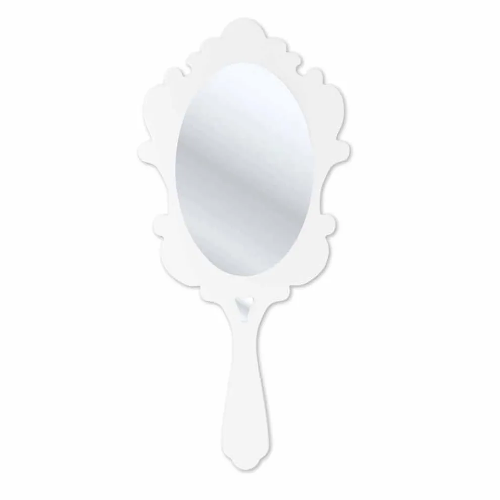 Weißer Wandspiegel mit verziertem Rahmen Schnee made in Italy