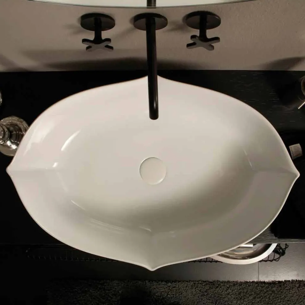 Weißes Aufstatzwaschbecken aus Keramik made in Italy Design Oscar