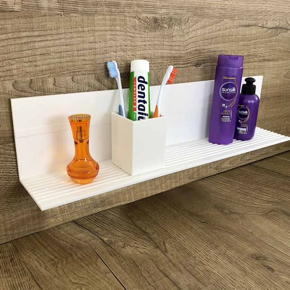 Weißes Corian Wandregal L 35 oder L 60 cm Made in Italy Qualität - Elono