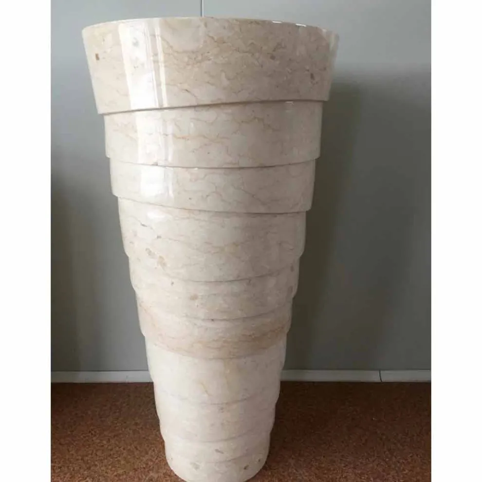 Weißes freistehendes Waschbecken aus Stein Brent, Unikat