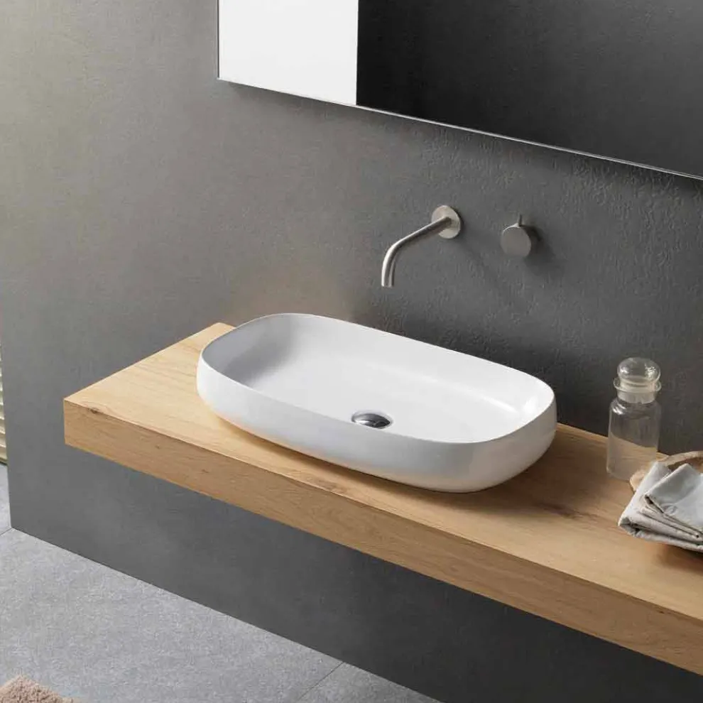 Weißes Keramik-Arbeitsplattenwaschbecken des modernen Designs Made in Italy - Tune