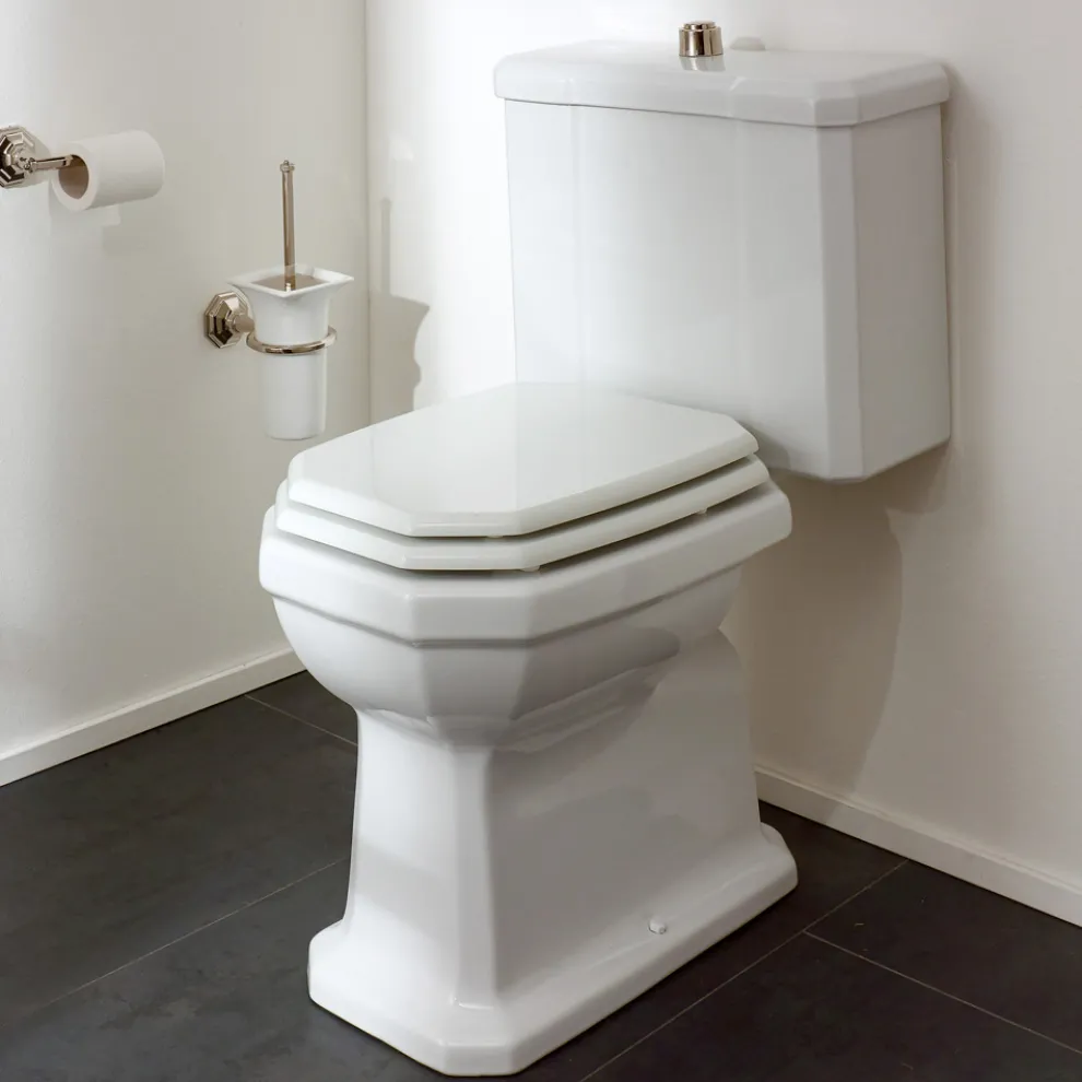 Weißes Keramik-Toilettenglas mit Kassette, Made in Italy - Nausica