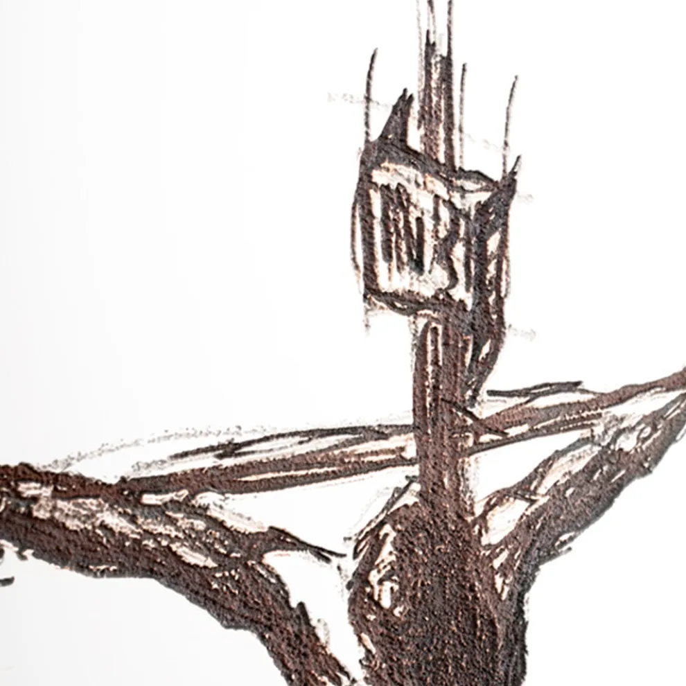 Weißes und graues Kruzifix, hergestellt mit Lasergravur, hergestellt in Italien – Egle