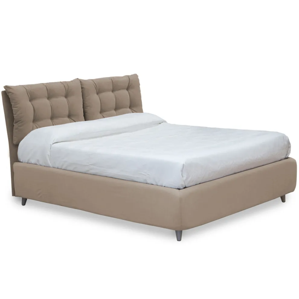 Doppelbett mit gepolstertem Kopfteil und gepolsterten Füßen, hergestellt in Italien – Aaron