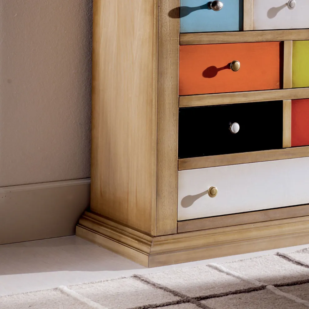 Kommode mit Schubladen in allen Farben und verschiedenen Griffen, hergestellt in Italien – Aditya
