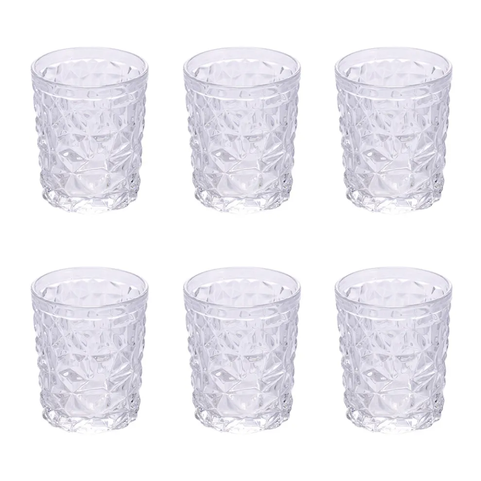12er Set Wassergläser 300 ml aus dekoriertem Glas - Tasse