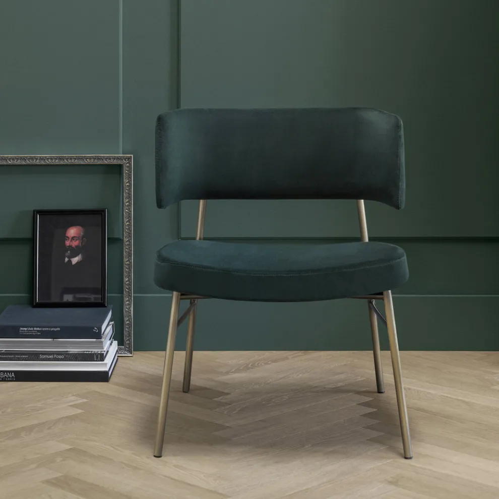 Wohnzimmer Sessel aus Samt mit Metallstruktur Made in Italy - Alaska