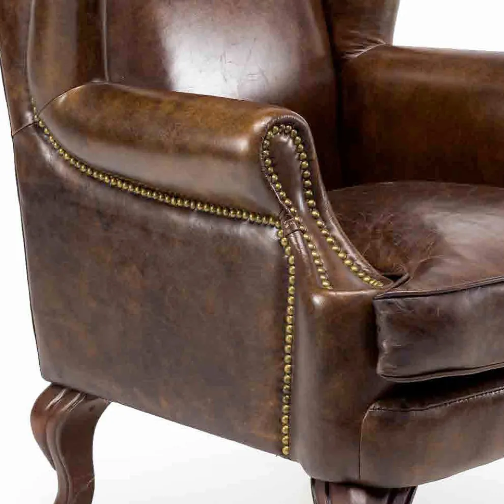 Wohnzimmer Vintage Ledersessel Antik-Effekt - Stempel