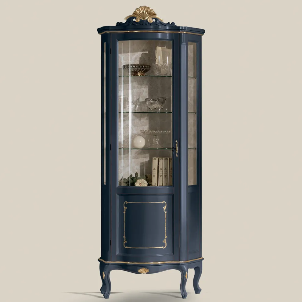 Wohnzimmer Vitrine aus Holz mit 1 Luxustür Made in Italy - Leonor