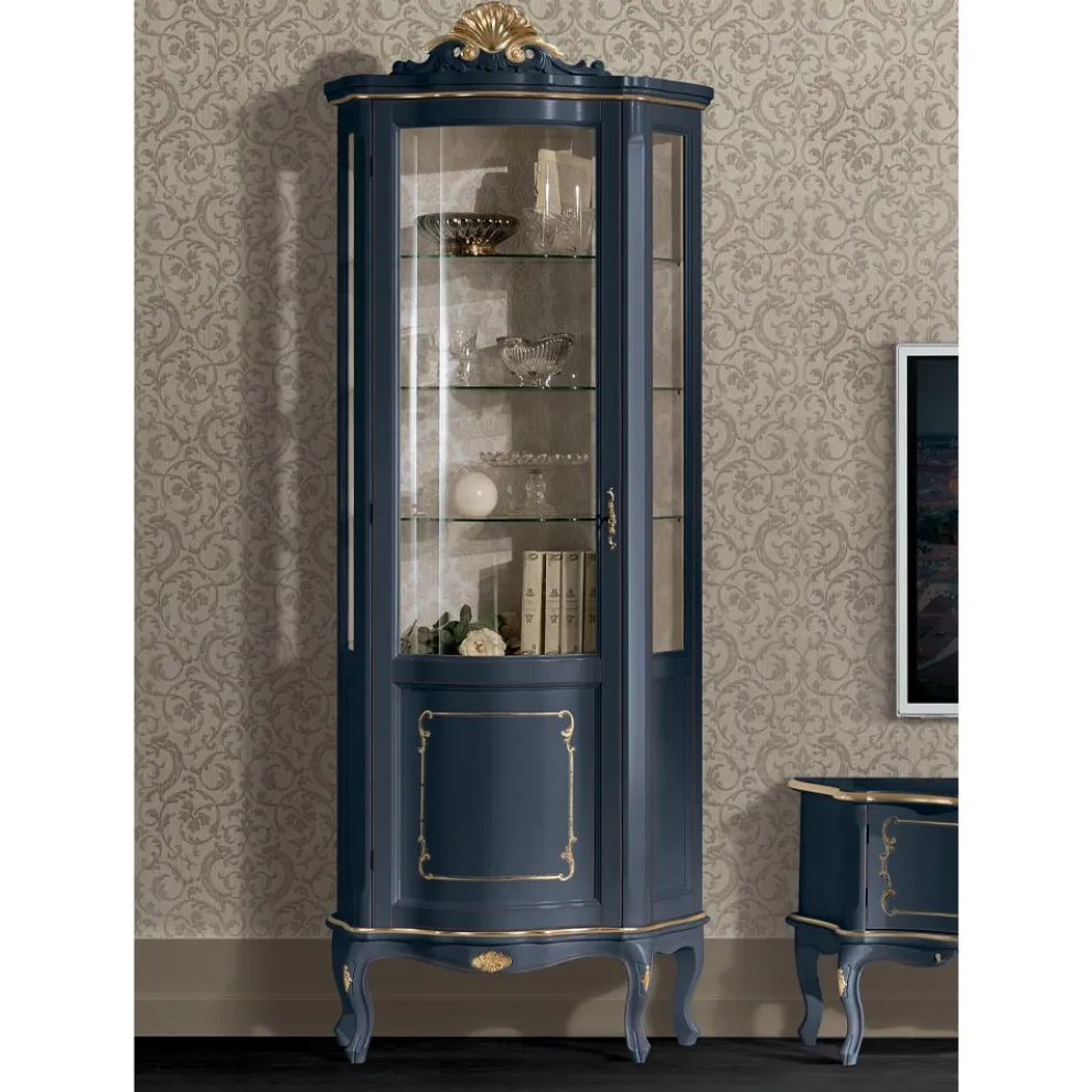 Wohnzimmer Vitrine aus Holz mit 1 Luxustür Made in Italy - Leonor