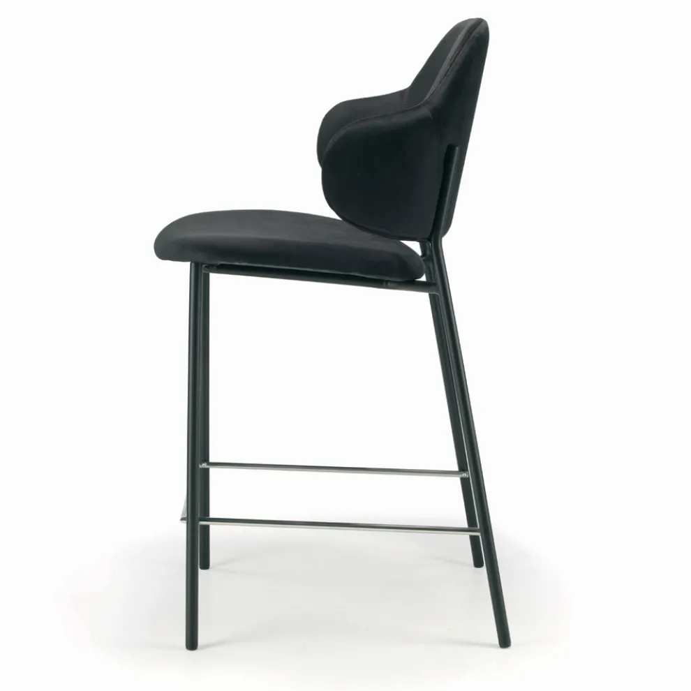 Wohnzimmerhocker aus Stahl und Samt, hergestellt in Italien – Rimini