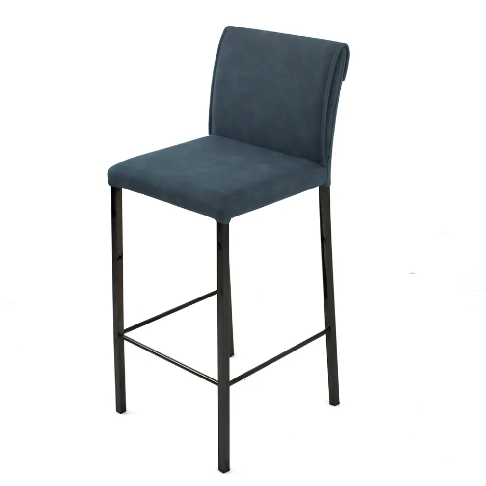 Wohnzimmerhocker aus Kunstleder und Struktur aus Nikel Made in Italy - Cleto