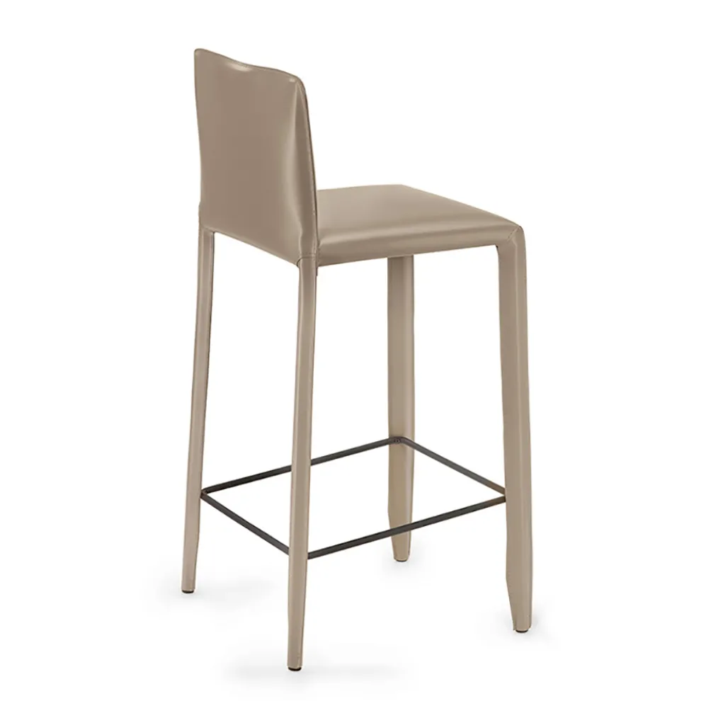 Wohnzimmerhocker mit Lederbezug, hergestellt in Italien – Faro