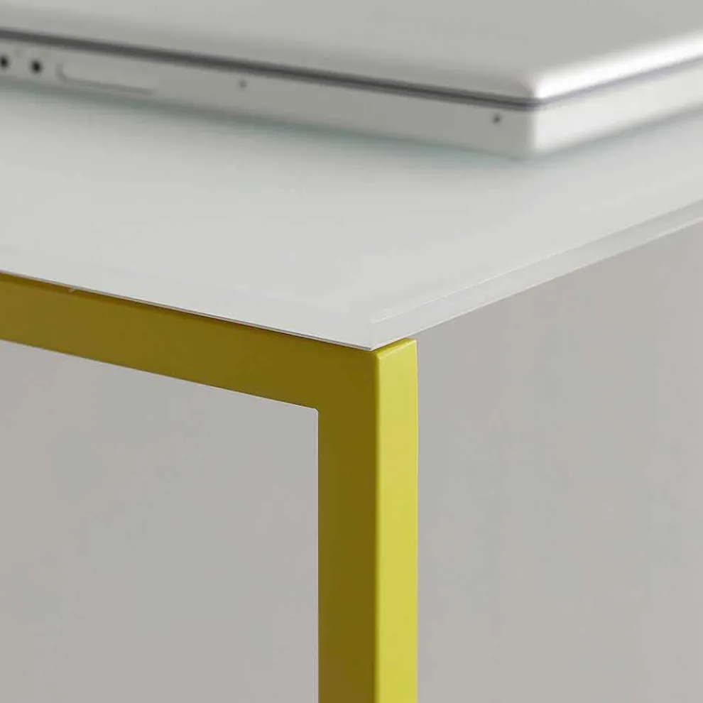 Wohnzimmerkonsole aus weißem Kristall mit Metallbasis Made in Italy - Iridio