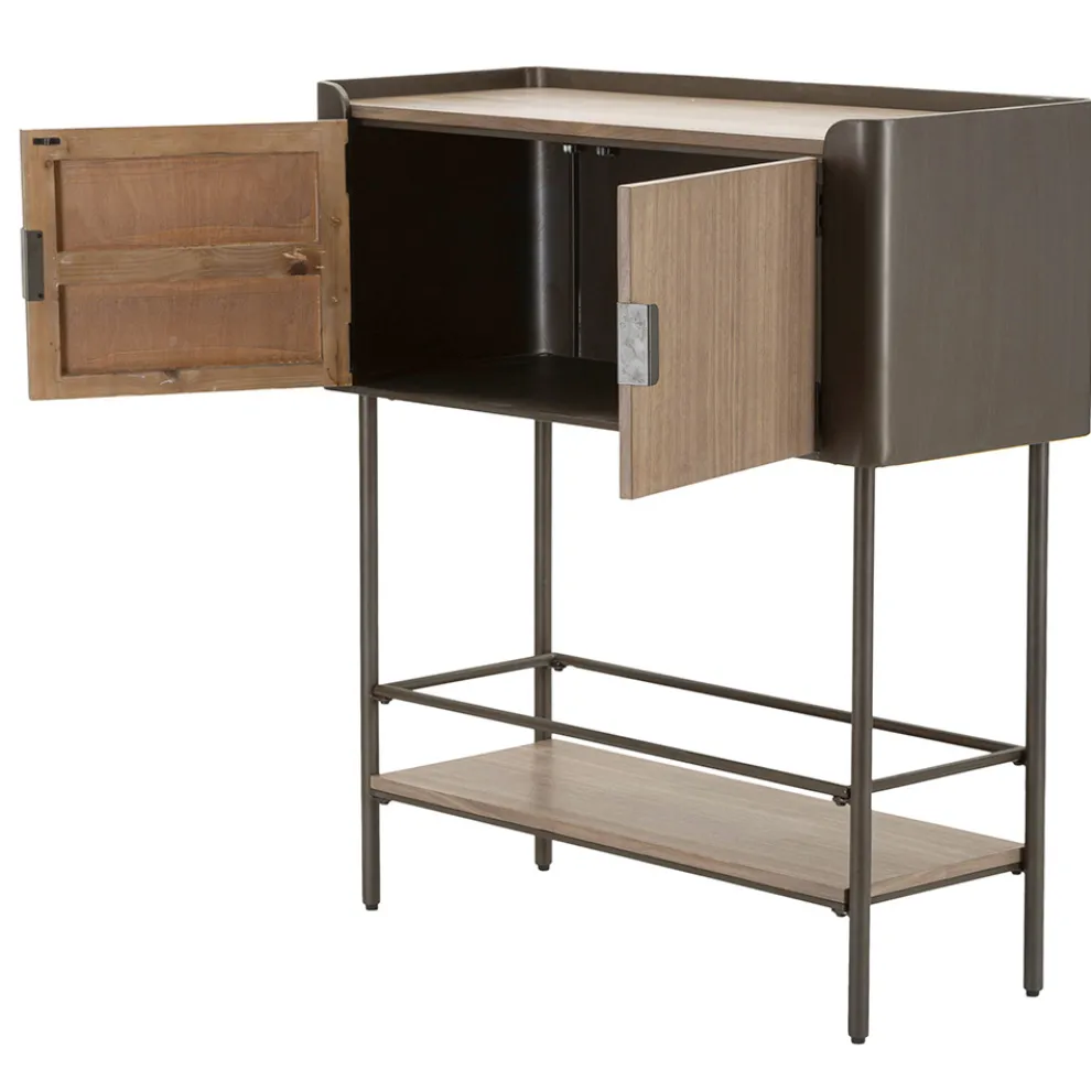 Wohnzimmerkonsole aus Tannenholz und Grauguss mit 2 Türen - Cooper