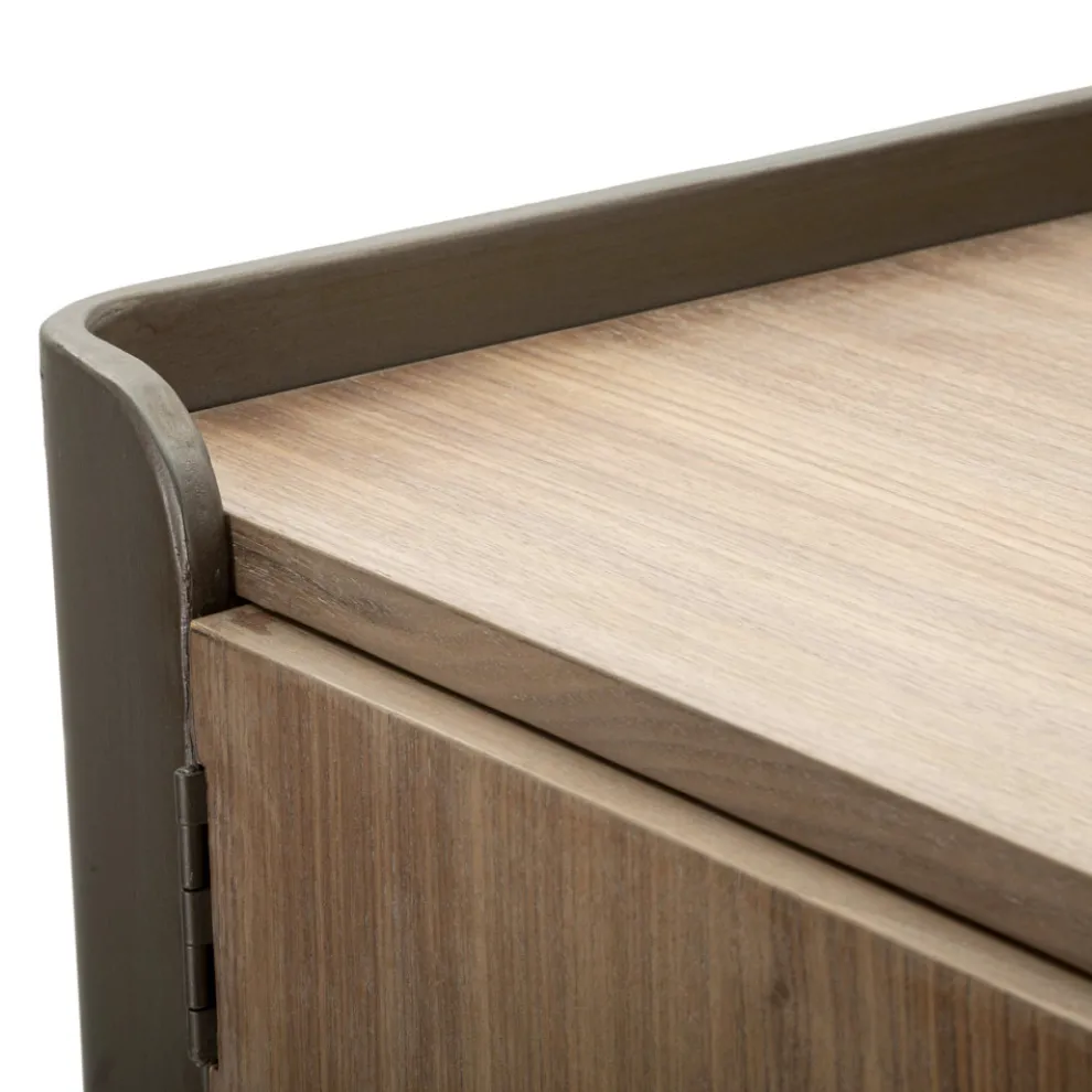 Wohnzimmerkonsole aus Tannenholz und Grauguss mit 2 Türen - Cooper