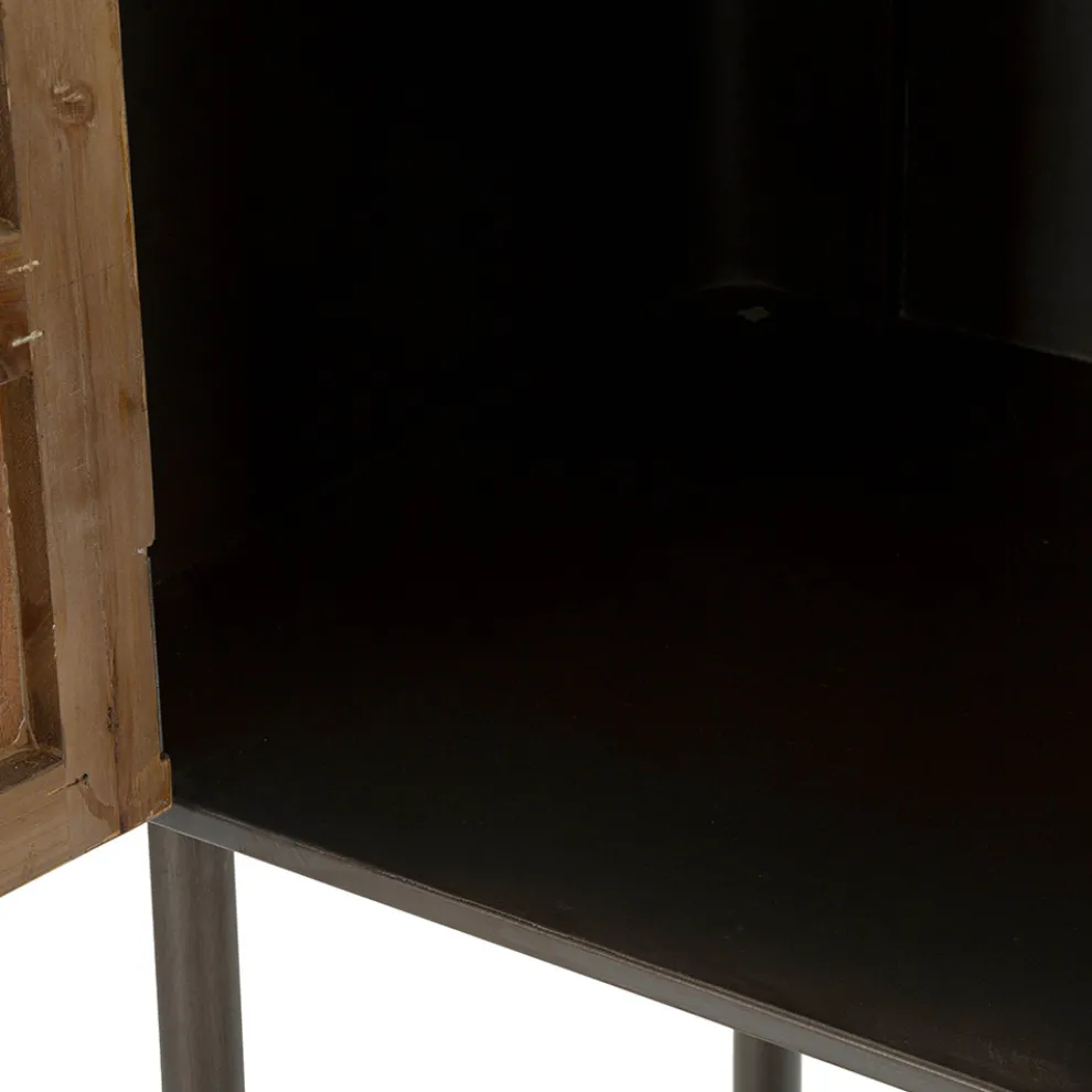 Wohnzimmerkonsole aus Tannenholz und Grauguss mit 2 Türen - Cooper