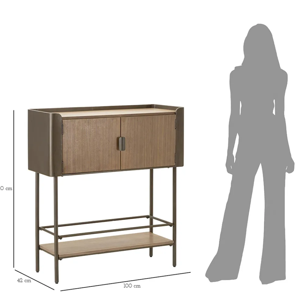 Wohnzimmerkonsole aus Tannenholz und Grauguss mit 2 Türen - Cooper
