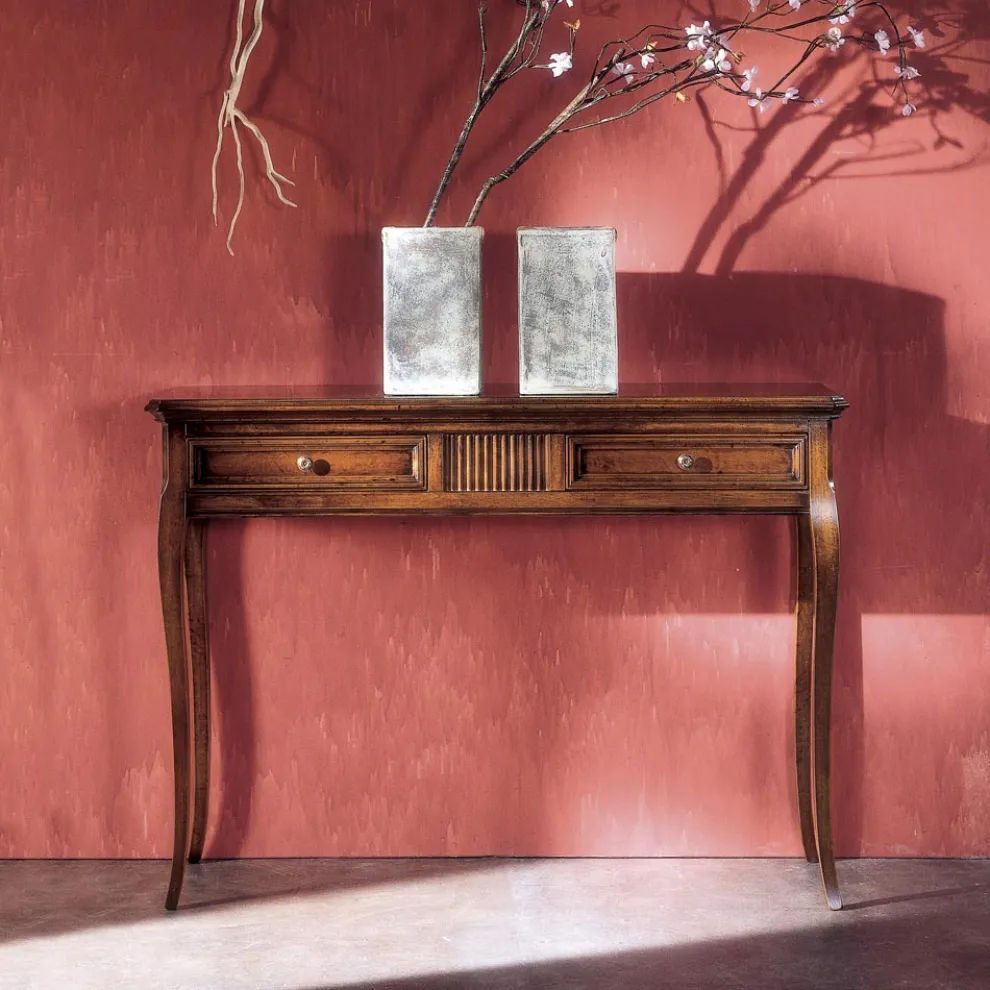 Wohnzimmerkonsole mit 2 Schubladen aus Bassano-Holz, Frankreich, hergestellt in Italien – Bumba