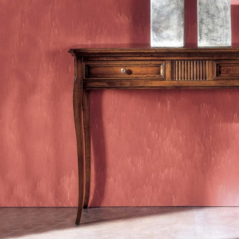 Wohnzimmerkonsole mit 2 Schubladen aus Bassano-Holz, Frankreich, hergestellt in Italien – Bumba